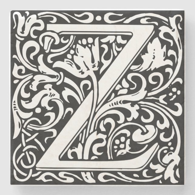 Letter Z Medieval Monogram Art Nouveau Stone Coaster (Front)