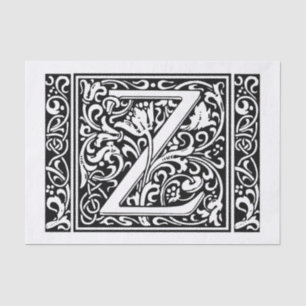 Letter Z Medieval Monogram Art Nouveau Tissue Paper