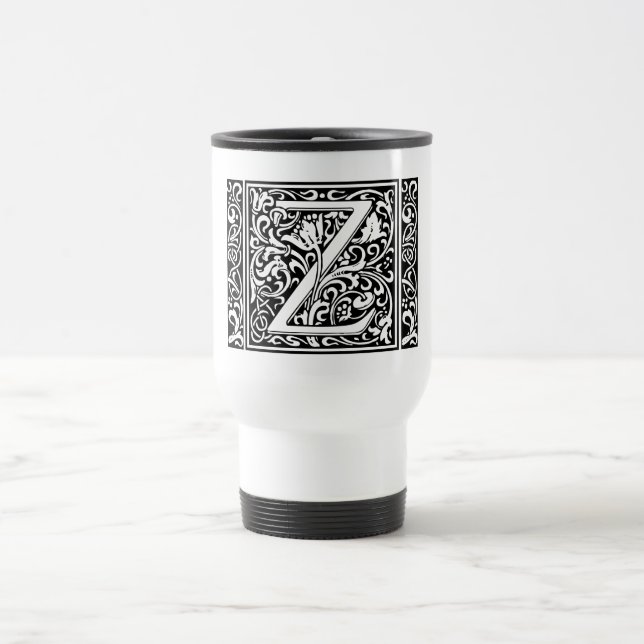 Letter Z Medieval Monogram Art Nouveau Travel Mug (Center)