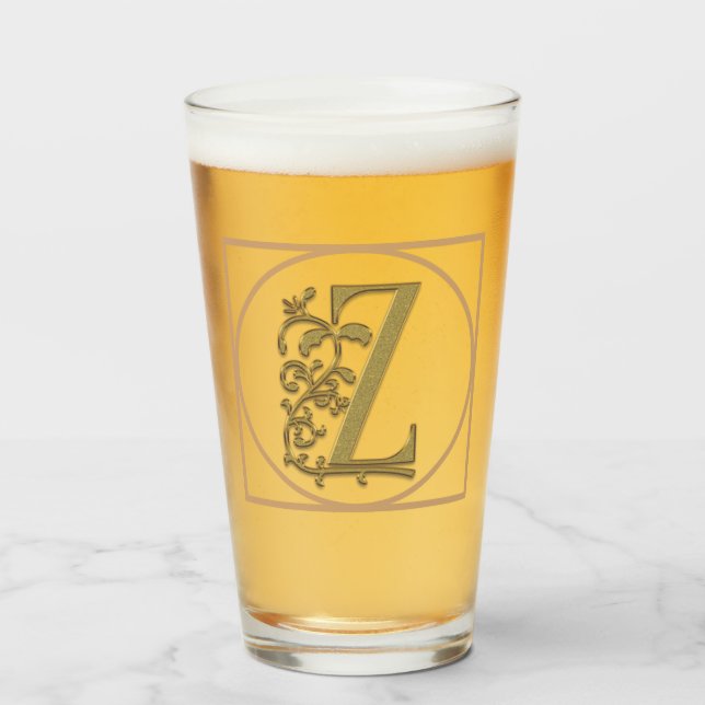 LETTER Z MONOGRAM Beautiful Wedding New Home Gift Glass (Front Filled)