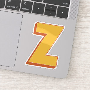 Letter Z Monogram, Bold 3D Type Font Initial Sticker