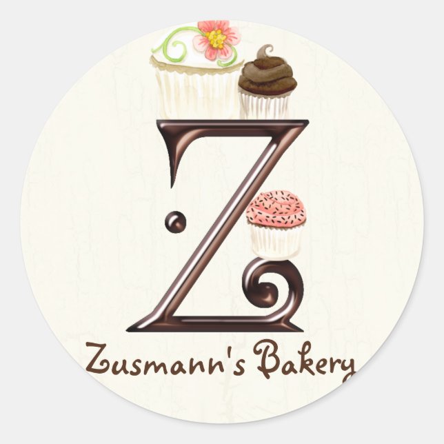 Letter Z Monogram Cupcake Logo Business Stickers (Front)