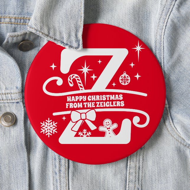 Letter Z Monogram Initial Family Name Greeting  Button (In Situ)
