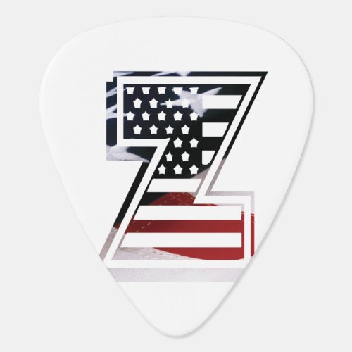 Letter Z Monogram Initial Patriotic USA Flag Guitar Pick