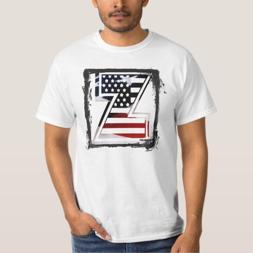 Letter Z Monogram Initial Patriotic USA Flag T_Shirt