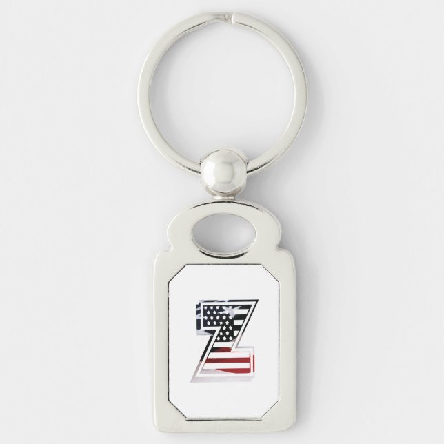 Letter Z Monogram Patriotic Keychain (Front)