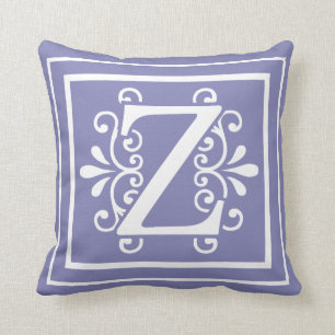 Letter Z Monogram Periwinkle Purple Throw Pillow