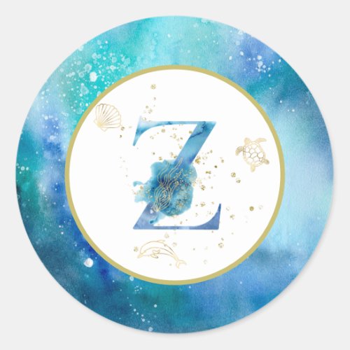   LETTER Z  _ Nautical Beach Envelope  Sticker