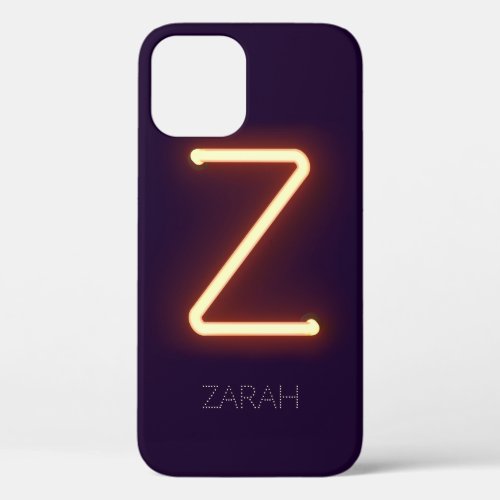 Letter Z Neon Light Personalized iPhone 12 Case