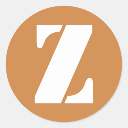 Letter Z Peru Gold Stencil Alphabet by Janz Classic Round Sticker
