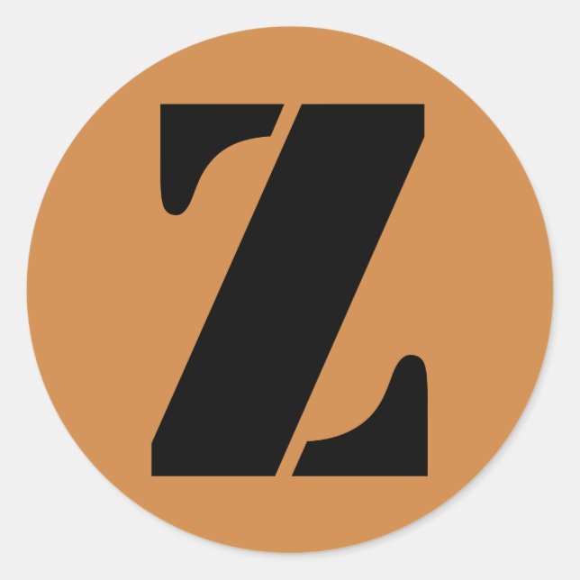 Letter Z Stencil Alphabet by Janz Peru Gold Classic Round Sticker (Front)