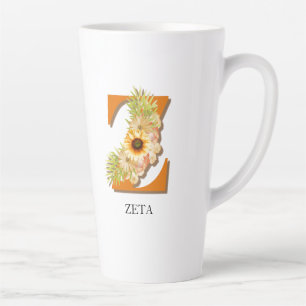 Letter Z Sunflower Floral Monogram with Name Latte Mug