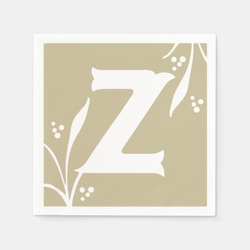 Letter Z Taupe Alphabet ABC Blocks Baby Shower Bev Napkins