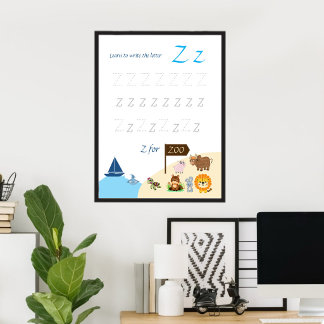 Letter Z Tracing Poster for Kids