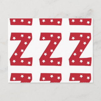 Letter Z - White Stars on Dark Red Postcard