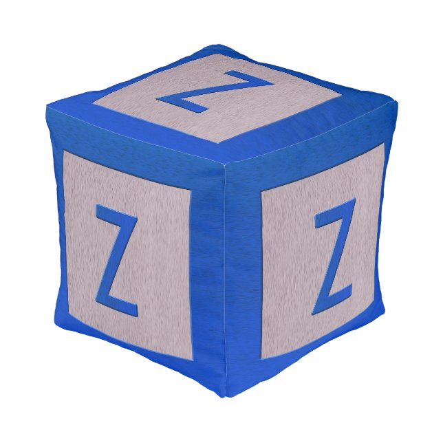 Letter Z Wood Block Kids Baby Nursery Decor Pouf (Angled Front)