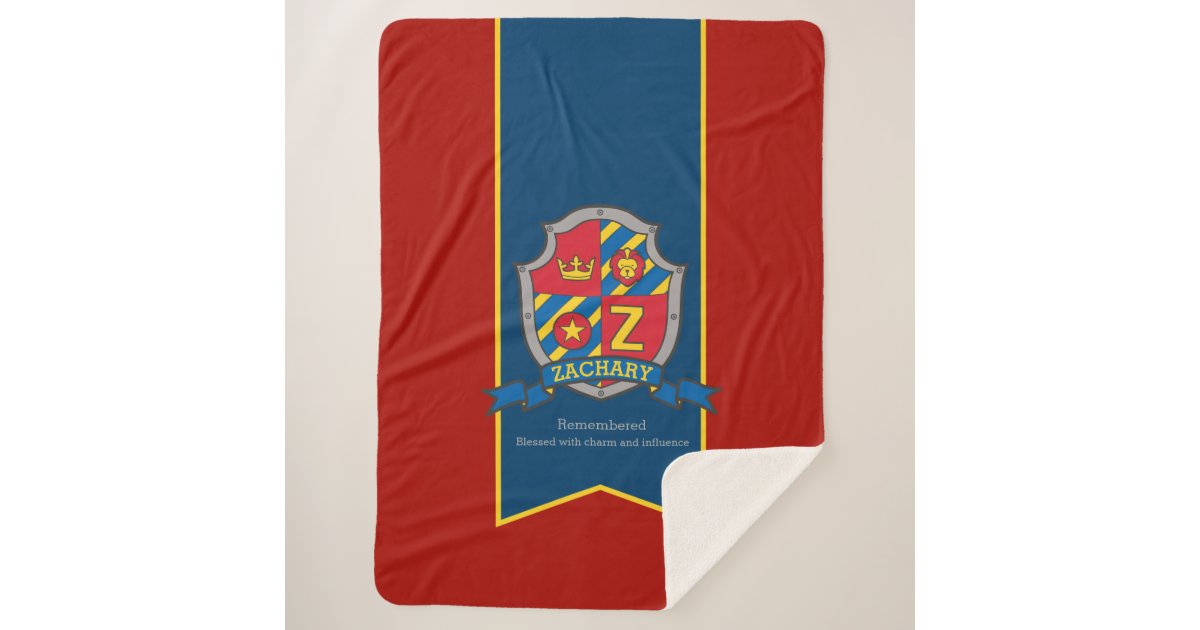 Letter Z Zachary Custom Name Meaning Coat Of Arms Sherpa Blanket 