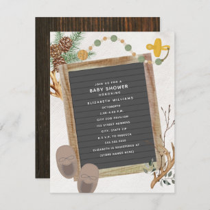 Letterboard Antler Woodland Boy Baby Shower Invitation