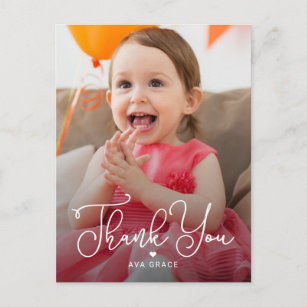 Lettered Charm Editable Color Thank You Postcard