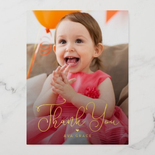 Lettered Charm FOIL Thank You Postcard