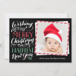Lettered Christmas Collection Holiday Card<br><div class="desc">Send your holiday greetings in style with this 1-photo holiday card featuring hand lettered calligraphy artwork on a black background. Opt for an extra luxurious touch with textured paper or a die-cut shape.</div>