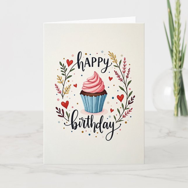 Lettered Festive Birthday Card (Front)
