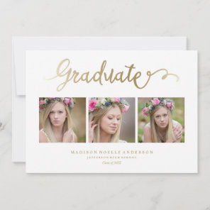 Lettered in White Graduation Announcement