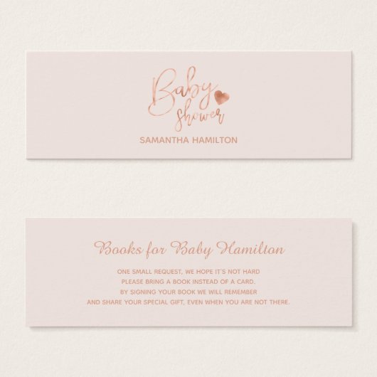 Lettered Rose Gold Foil Baby Shower Book Request (Front & Back)