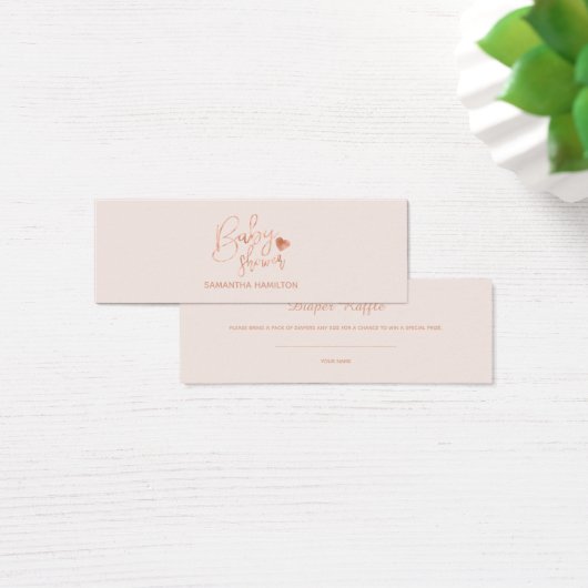 Lettered Rose Gold Foil Baby Shower Diaper Raffle (Desk)