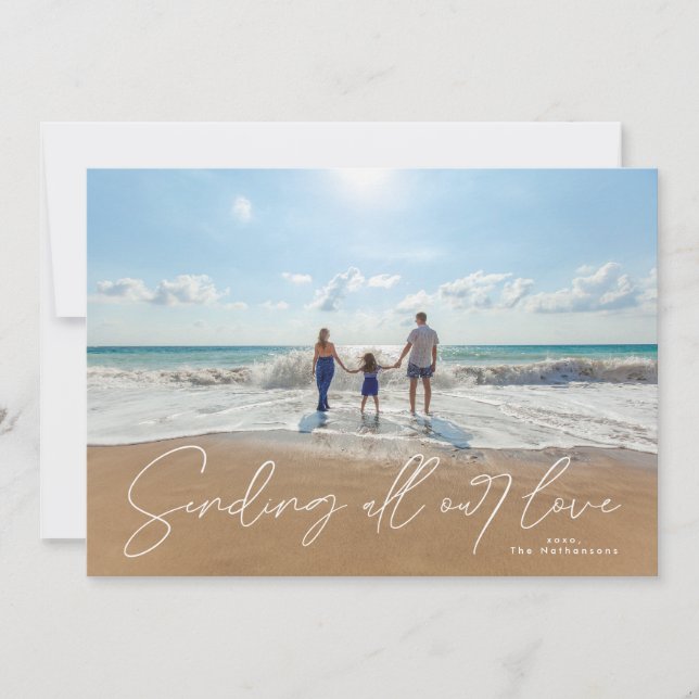 Lettered White Overlay Send Love Photo Valentine Holiday Card (Front)