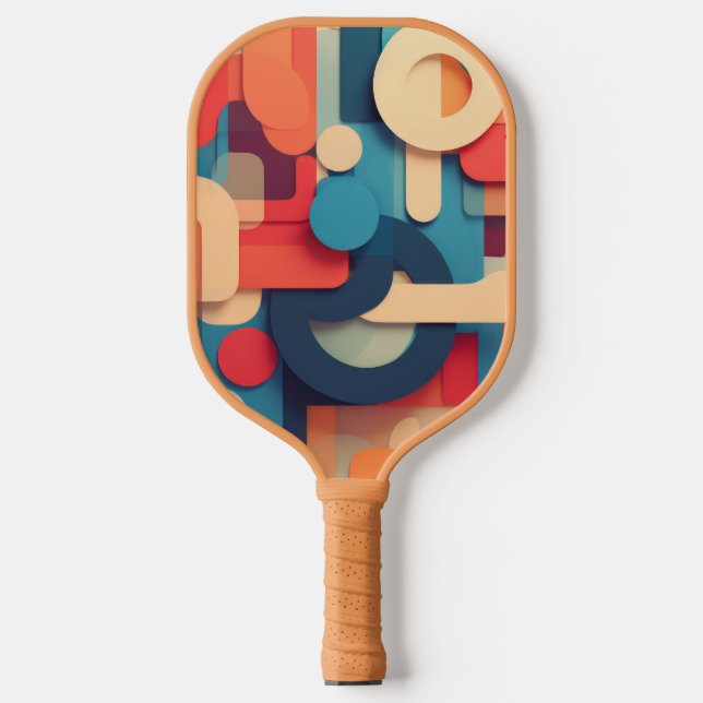 Letterforms in bright colors pickleball paddle (Front)