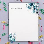 Letterhead<br><div class="desc">Blue Navy watercolor floral letterhead, personalized with your name or a couple's name, designed for women who appreciate the beauty of watercolor floral aesthetics. This letterhead features a graceful blue navy floral design in a watercolor style, exuding elegance while maintaining a feminine and delicate charm. It's the ideal choice to...</div>