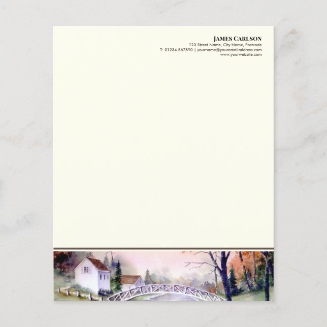 Letterhead Arched Bridge Watercolor Painting (Front)