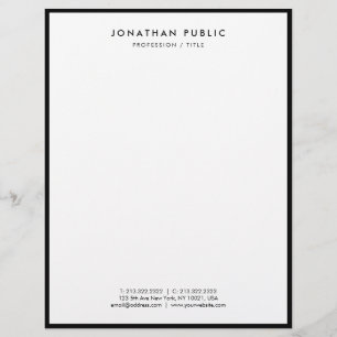 Letterhead Black And White Modern Elegant Simple
