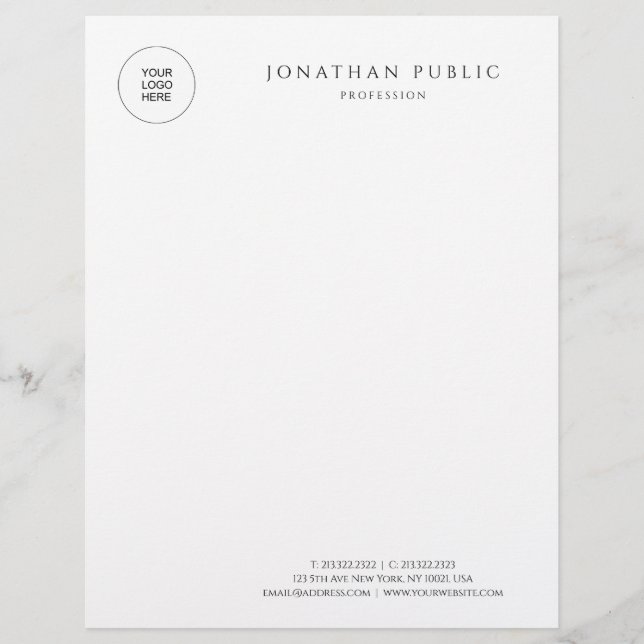 Letterhead Black And White Modern Minimalist (Front)