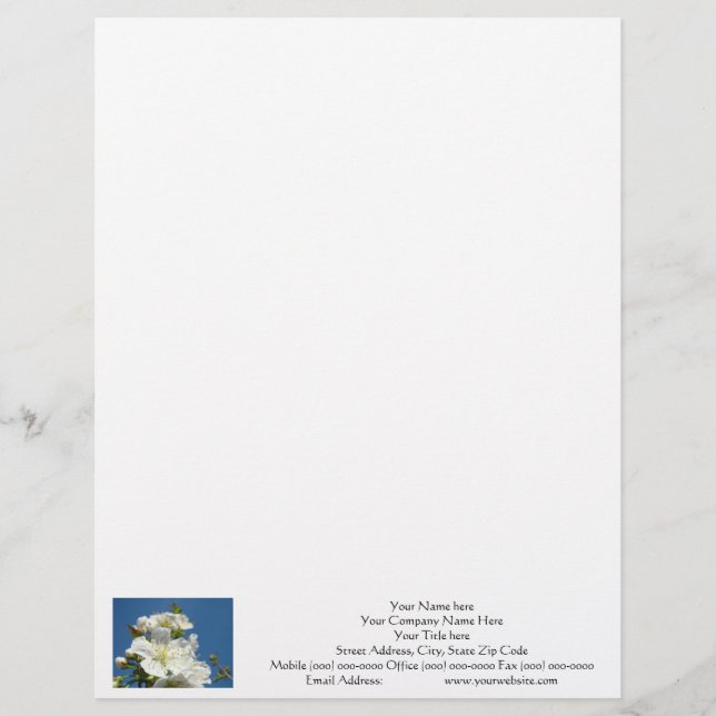 Letterhead Cherry Blossom Blue Sky custom (Front)