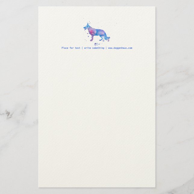 Letterhead Cool Watercolor German Shepherd Dog (Front)
