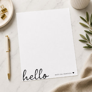 Letterhead Custom Hello Note Stationery Page