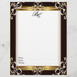 Letterhead Elegant Black Gold Black White Elite<br><div class="desc">Letterhead Elegant Black Gold Black White Elite Monogrammed Letterhead Business Home Office Personal</div>