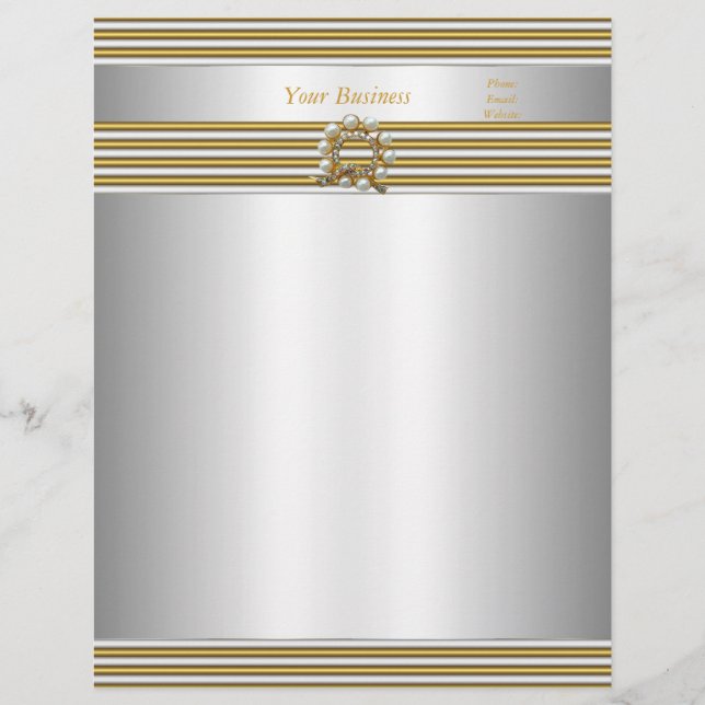 Letterhead Elegant Gold Silver White Pearl (Front)