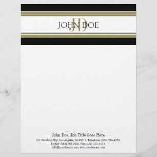 Letterhead Gold Monogram Matching Business Card
