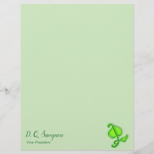 Letterhead - Green 3D Leaf with Name (Front)
