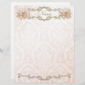 Letterhead Old Pink Lotus Flower Paper Gold Pearl (Front/Back)