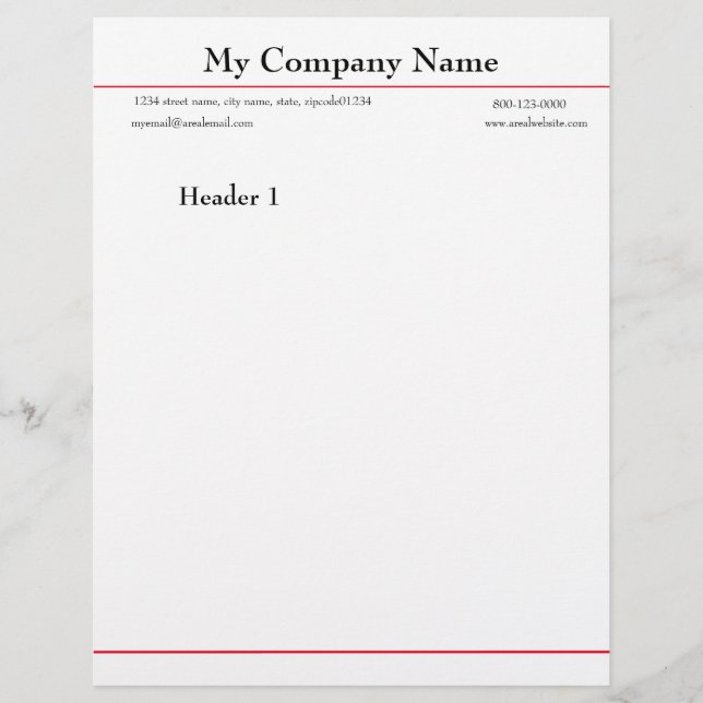 Letterhead Paper, Size: 8.5" x 11", Paper: Matte, (Front)