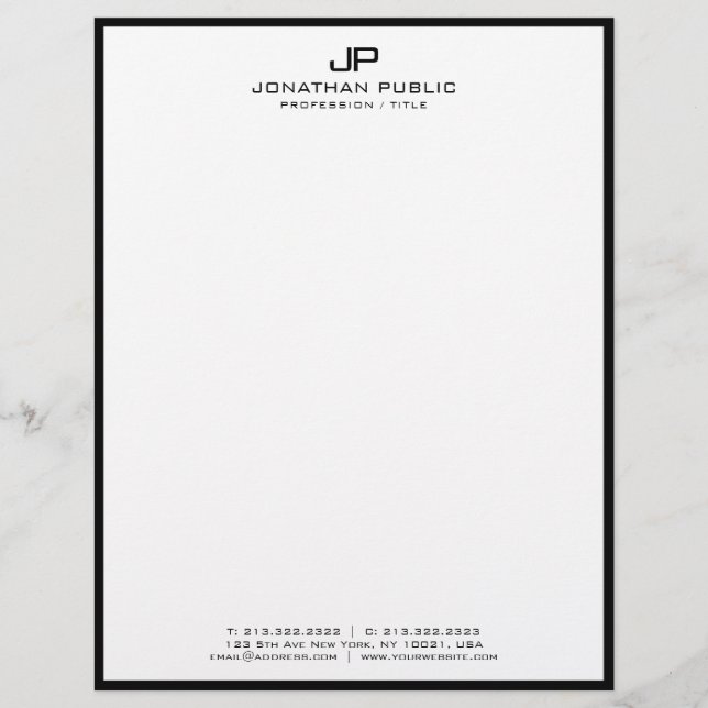 Letterhead Professional Modern Black White Simple (Front)