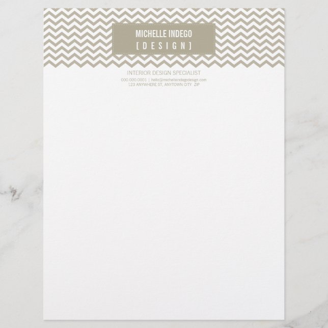 LETTERHEAD trendy bold chevron stripe taupe (Front)