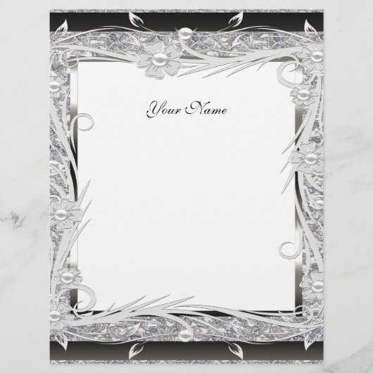 Letterhead Vintage Silver Black Floral (Front)
