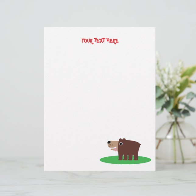 Letterhead with cute bear drawing for kid's party (Standing Front)