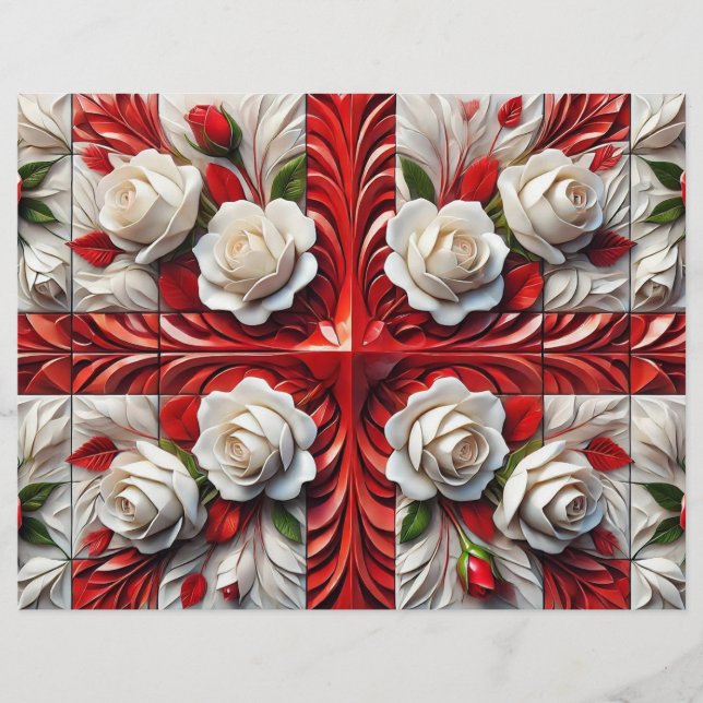 Letterhead with English Roses Design (Front)