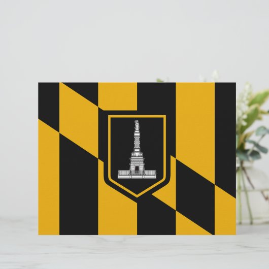 Letterhead with Flag of Baltimore, Maryland, USA (Standing Front)